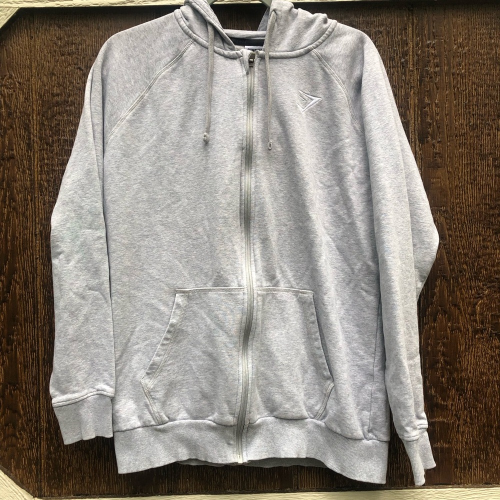 Gymshark Gray Full-Zip Hoodie Sweatshirt - Men’s M